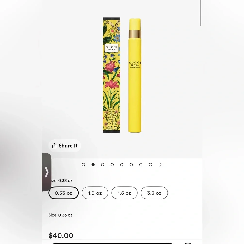 NIB 10 ml Gucci Flora Gorgeous Gardenia Travel Spray - Yellow with Floral Box